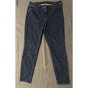 Torrid Jeggings Women Size 10 Blue Dark Denim Jeans Black Ribbons High Rise Zip